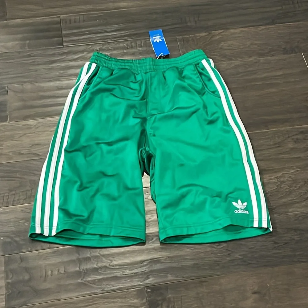 Adidas Tricot Basketball Shorts new green white Mens Size Small